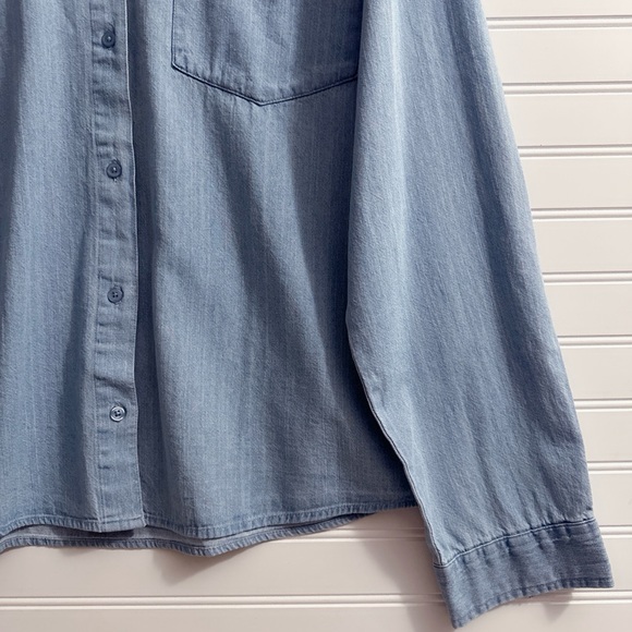 WeWoreWhat Chambray Boyfriend Over-shirt Button Down In Super Blue NWT - Picture 8 of 11